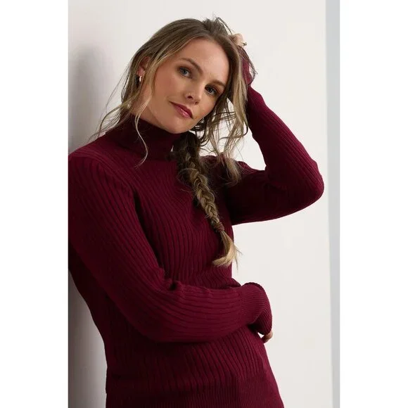 Women’s Organic Cotton Ribbed Turtleneck Sweater Small Fair Trade